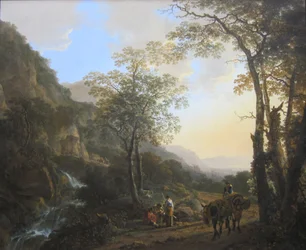 Südliche Berglandschaft mit ruhenden Hirten