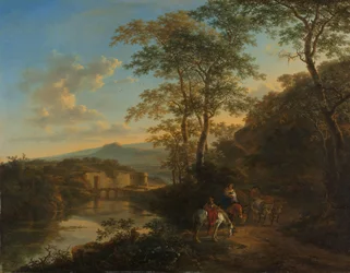 Italienische Landschaft mit der Ponte Lucano über den Aniene