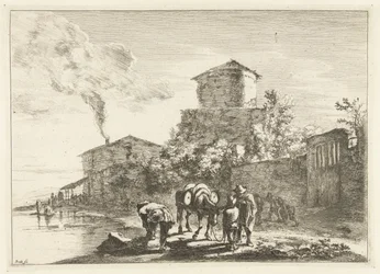 Männer und ein Maultier bei der Via Appia (Landschaften in der Umgebung von Rom)