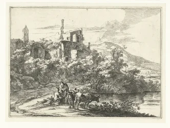 Zwei Kühe am Wasser bei Tivoli