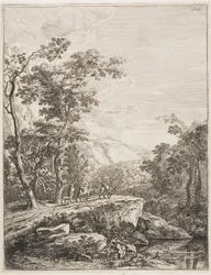 Aufrechte italienische Landschaften: Frau auf einem Maultier