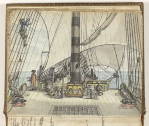 Deckansicht eines VOC-Schiffs zum Großmast
