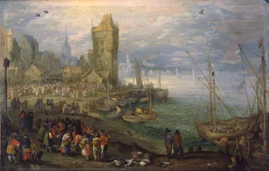 Vismarkt bij een haven