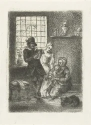 Interieur mit einer Familie