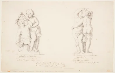 Zeichnung, Entwürfe für eine Statuengruppe: "Freundschaft", "Eintracht", 1726