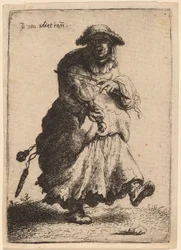Bettlerin spielt Geige, 1632