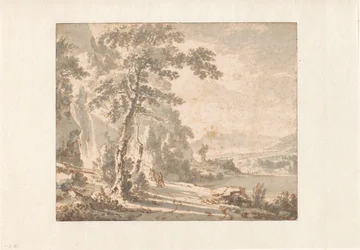 Landschaft mit Reisenden zu Fuß