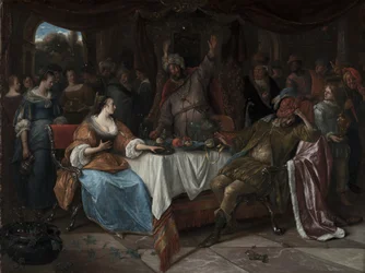 Esther, Ahasverus und Haman, ca. 1668