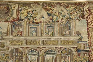 Detail des Palastes und Musikerengel aus Vertumnus und Pomona, ca. 1630