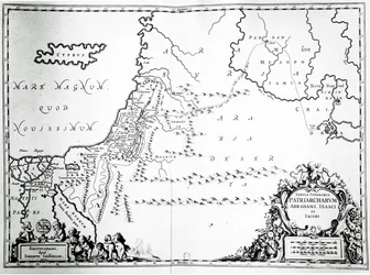 Karte der Reisen von Abraham, Isaak und Jakob, 1652