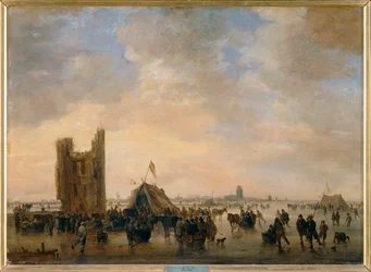 Eislaufszene bei den Ruinen von Huis te Merwede vor Dordrecht