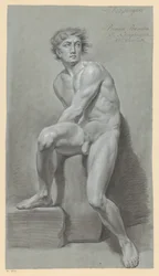 Sitzender männlicher Akt, von vorne gesehen (1. Preis 1791)