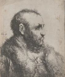 Büste eines alten Mannes mit Pelzkragen, 17. Jahrhundert