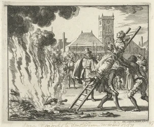Anneken Hendriks, auf einer Leiter gefesselt, verbrannt in Amsterdam, 1571, 1685