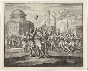 Enthauptung eines Mönchs während Unruhen in Konstantinopel