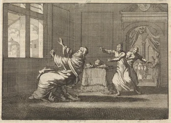 Papst Innozenz XII. fällt kurz nach seiner Wahl aus dem Fenster des Quirinals, 1691