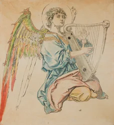 Entwurf für die Polychromie der Marienkirche - Lautenspielender Engel