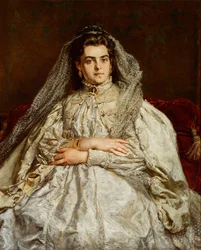 Porträt der Frau des Künstlers Teodora im Hochzeitskleid