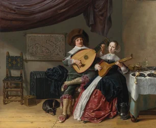 Das Duett: Ein Selbstporträt des Künstlers mit seiner Frau, Judith Leyster, wahrscheinlich ihr Hochzeitsbild