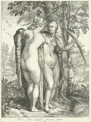 Diana und eine Nymphe bei einem Baum