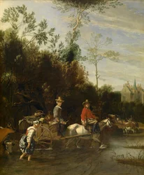 Flaches Wasser in der Nähe eines Schlosses