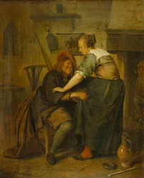 Wirtshaus mit Gast und Schankmagd („Der aufdringliche Gast“)