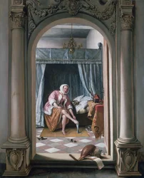 Frau bei ihrer Toilette