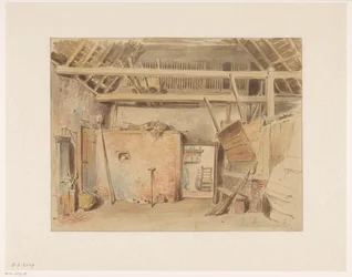 Innenraum einer Scheune mit Blick in die Küche