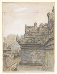 Ansicht einer der Terrassen des Borobudur