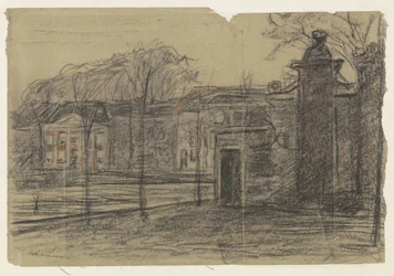 Ansicht von Häusern zwischen Bäumen, Dordrecht