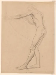 Stehender männlicher Akt mit Pfeil und Bogen