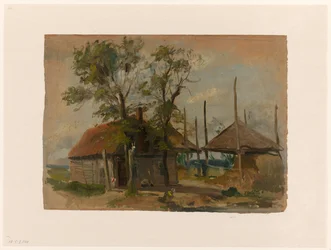 Bauernhaus mit zwei Heuschobern