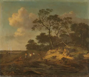 Dünenlandschaft mit ruhenden Jägern