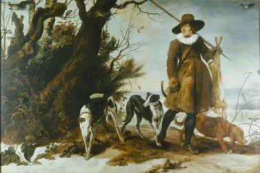 Winterlandschaft mit einem Jäger