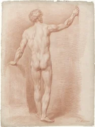 Stehender männlicher Akt, von hinten gesehen