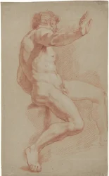 Sitzender männlicher Akt, Profil nach rechts