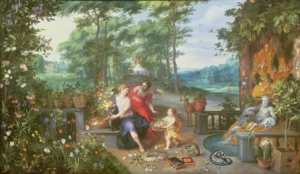 Flora und Nymphen in einem Garten