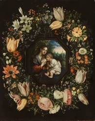 Madonna und Kind in einem Blumenkranz, ca. 1625