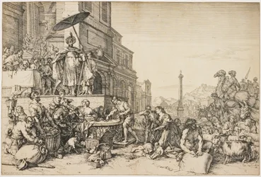 Joseph verteilt Getreide in Ägypten, ca. 1648-57