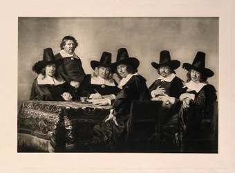 Die Vorsteher des Hospitals für arme Kinder in Haarlem. Fotogravüre nach J. de Bray, 1663.