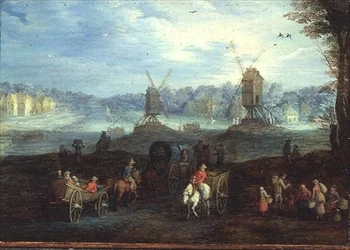 Landschaft mit Windmühlen