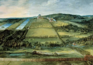 Landschaft mit dem Schloss Mariemont, jetzt zerstört, in der Nähe von Brüssel