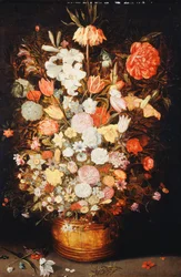 Ein Stillleben mit Blumen in einem Holztrog, ca. 1630er Jahre