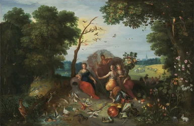 Landschaft mit Allegorien der vier Elemente