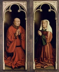 Der Genter Altar. Anbetung des mystischen Lammes: Joos Vijd und Elisabeth Borluut, 1432
