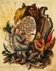 Venezianische Kleidung für alle Altersgruppen, sorgfältig gesammelt und gemalt, für das 18. Jahrhundert, von Giovanni Grevembroch, Titelseite