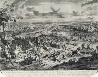 Schlachtenbilder aus: Dumont et Rousset, Histoire militaire du Prinz Eugen (1663–1736), Folge von acht Kupferstichen