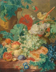 Stillleben mit Blumen und Früchten