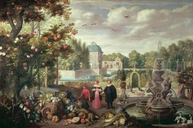 Gartenszene mit Brunnen