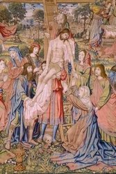 Flämischer Wandteppich. Serie Die Passion Christi: Kreuzabnahme (Detail)